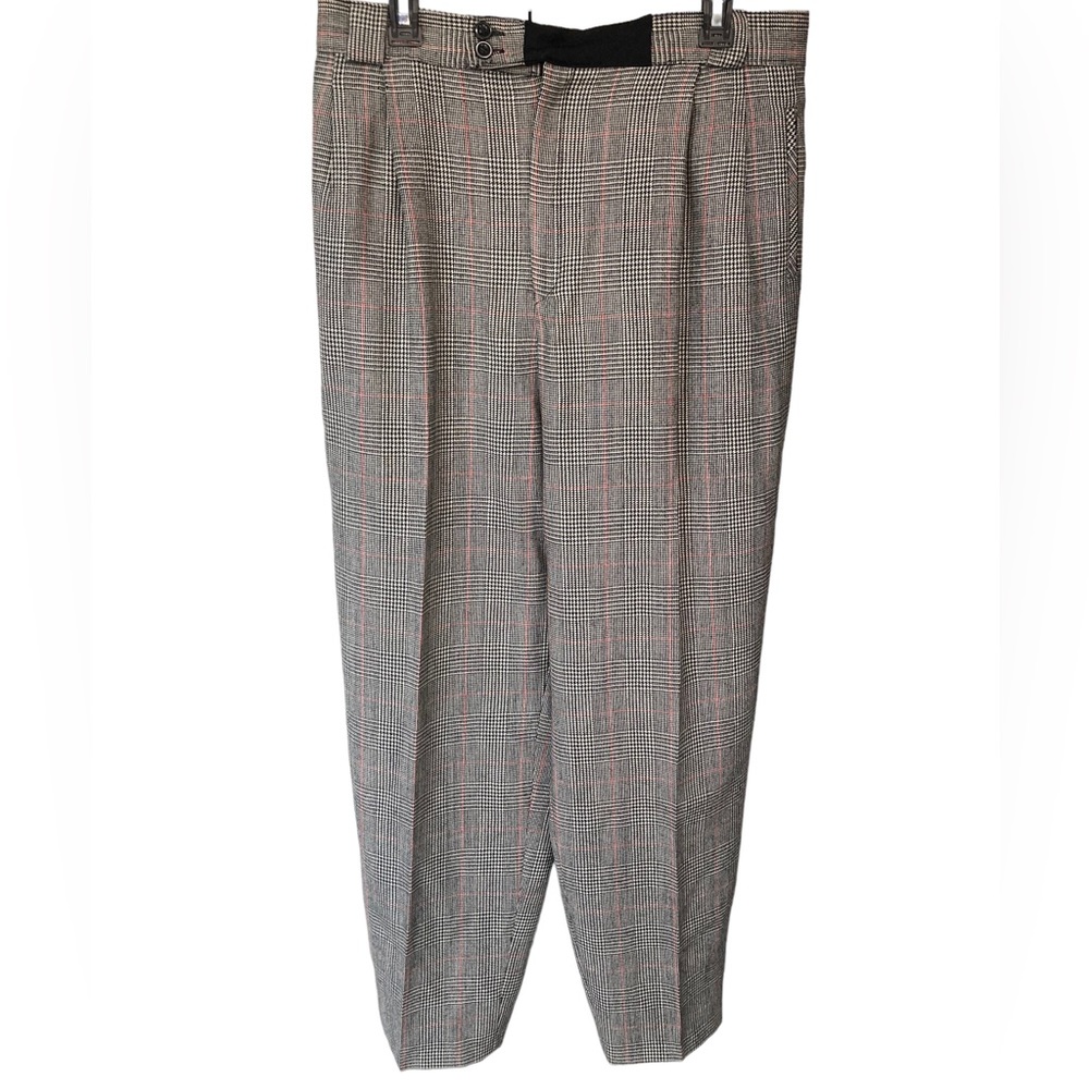 Georgio Sant Angelo‎ 100% Merino Wool Pants Size 14 Black Red Stripe.